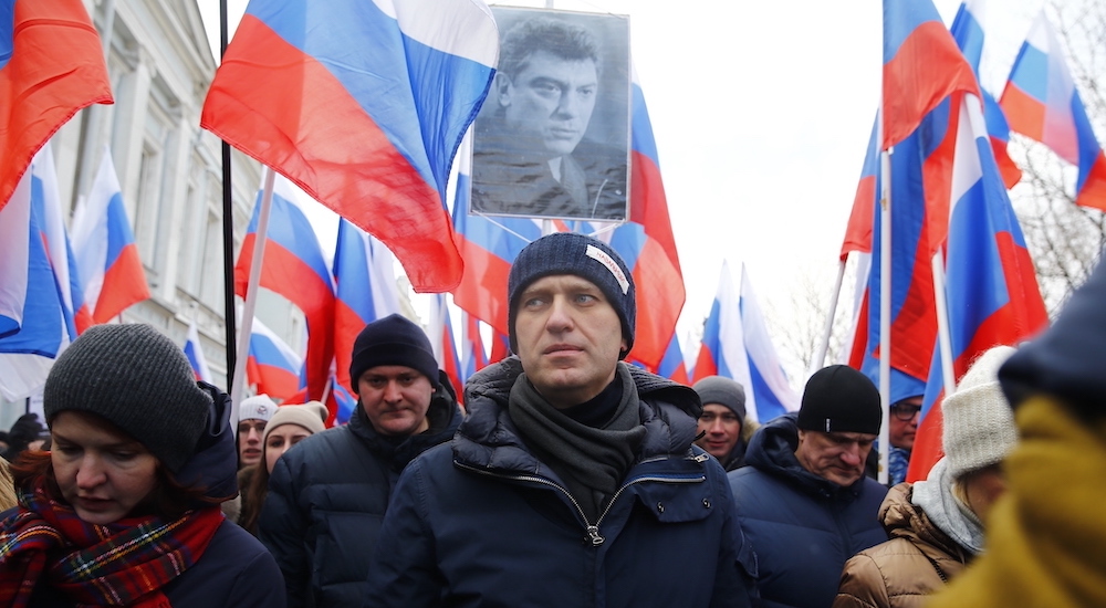 Rus muhalefet lideri Alexei Navalny yürüyüş gösterisinde